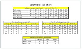 Seibuten Size Chart
